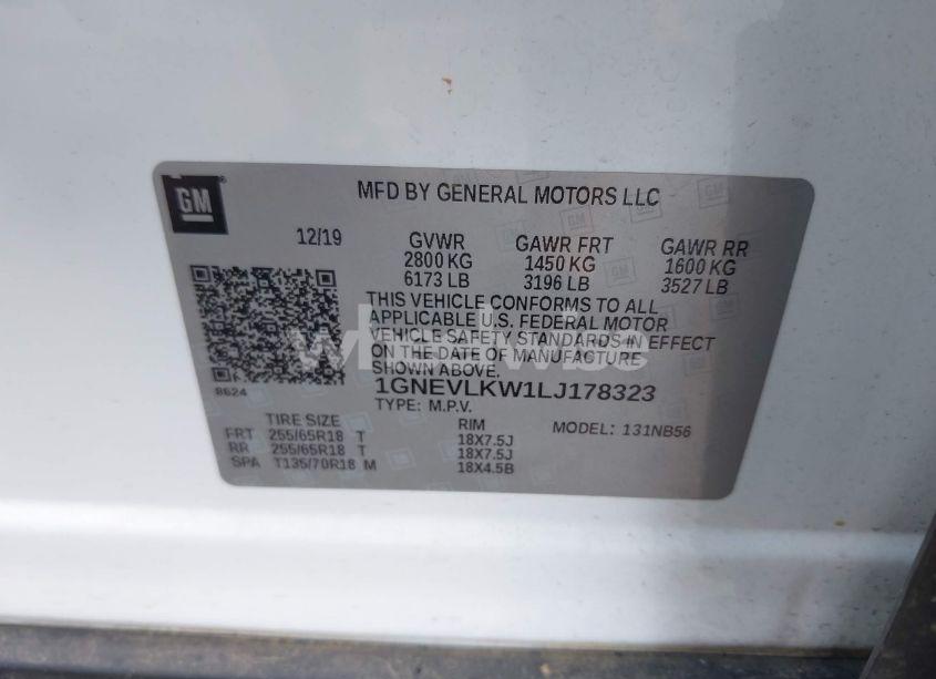 Photo 9 of 2020 Chevrolet Traverse AWD 1FL (VIN 1GNEVLKW1LJ178323)