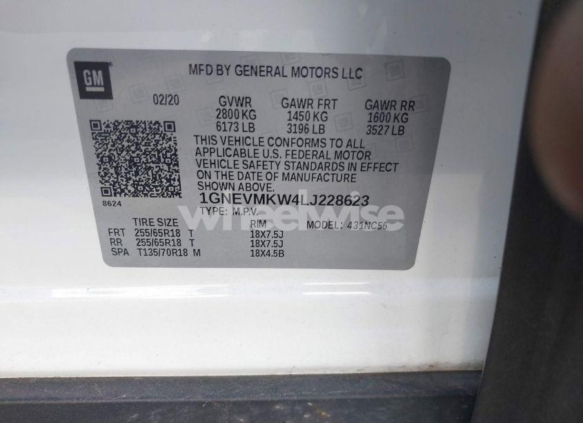 Photo 9 of 2020 Chevrolet Traverse AWD 2FL (VIN 1GNEVMKW4LJ228623)