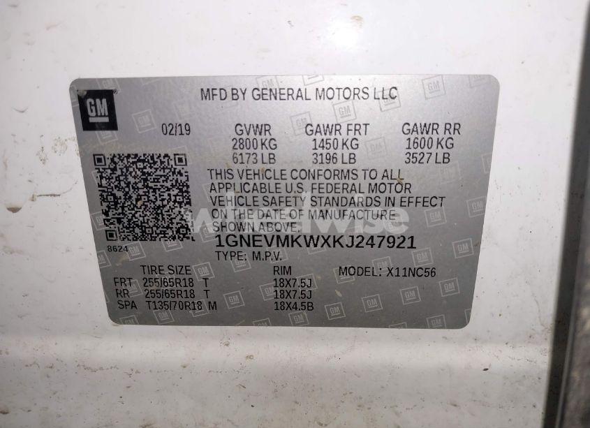 Photo 9 of 2019 Chevrolet Traverse 2FL (VIN 1GNEVMKWXKJ247921)