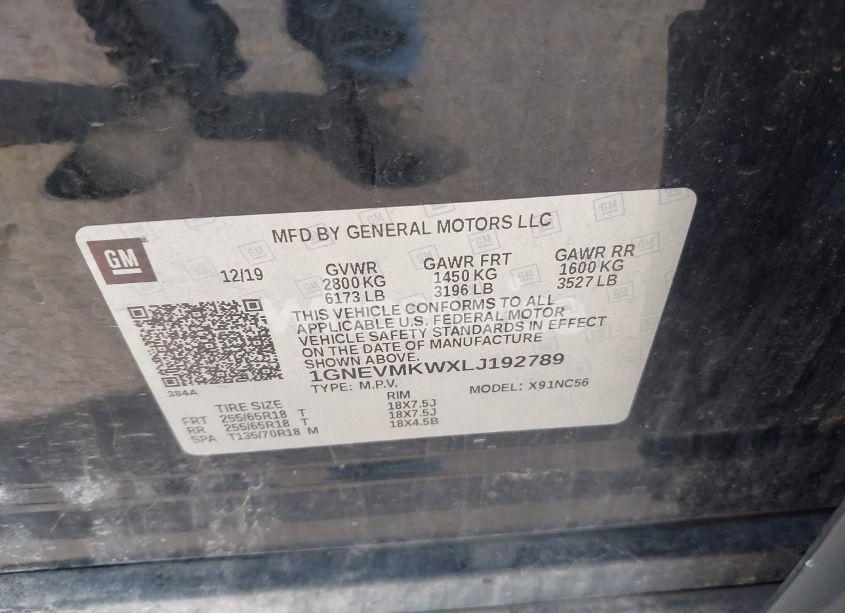 Photo 9 of 2020 Chevrolet Traverse AWD 2FL (VIN 1GNEVMKWXLJ192789)