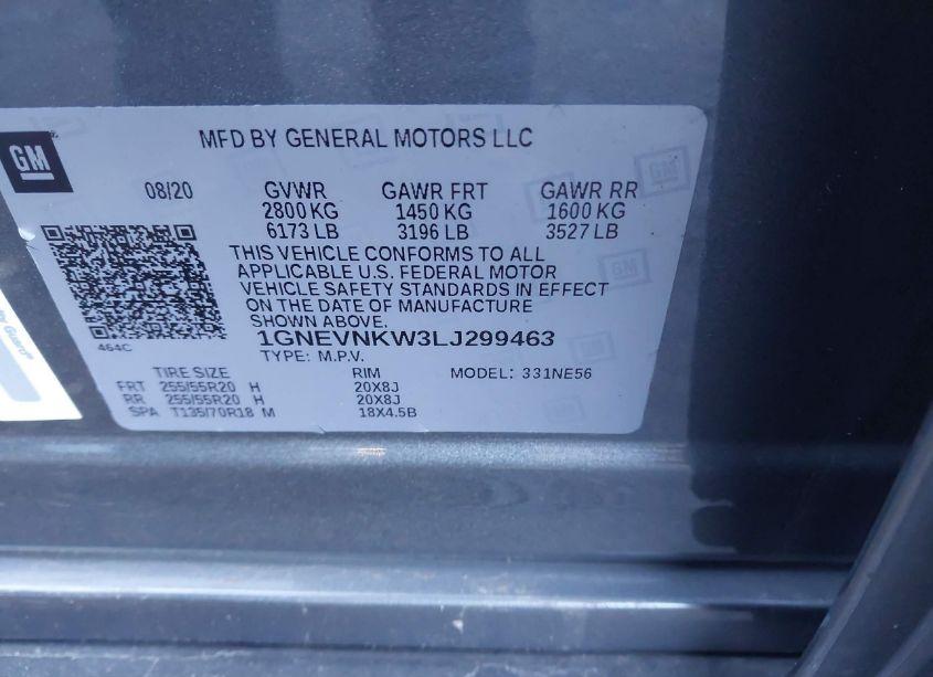 Photo 9 of 2020 Chevrolet Traverse AWD HIGH COUNTRY (VIN 1GNEVNKW3LJ299463)