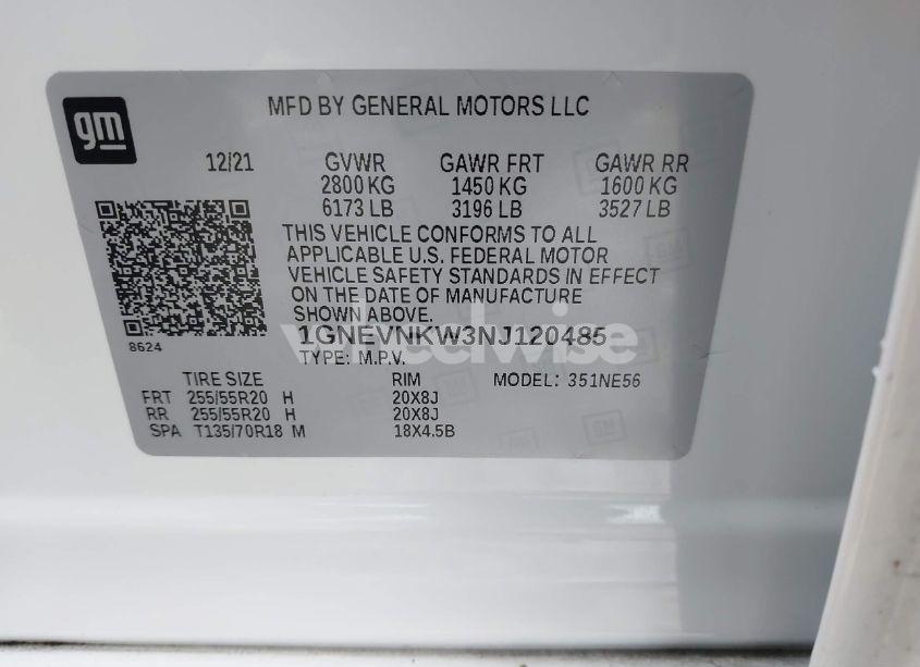 Photo 9 of 2022 Chevrolet Traverse AWD HIGH COUNTRY (VIN 1GNEVNKW3NJ120485)