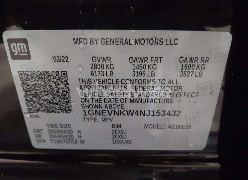 Photo 17 of 2022 Chevrolet Traverse AWD HIGH COUNTRY (VIN 1GNEVNKW4NJ153432)