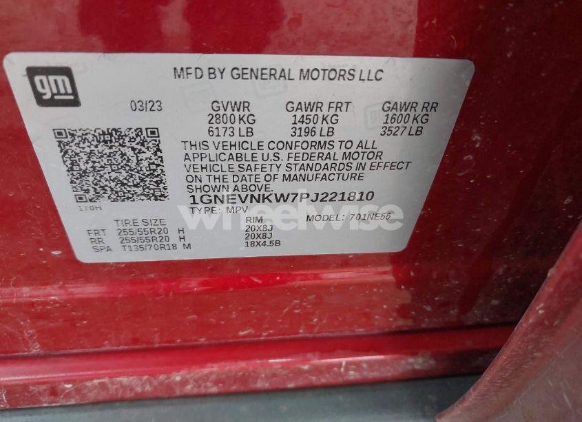 Photo 9 of 2023 Chevrolet Traverse AWD HIGH COUNTRY (VIN 1GNEVNKW7PJ221810)