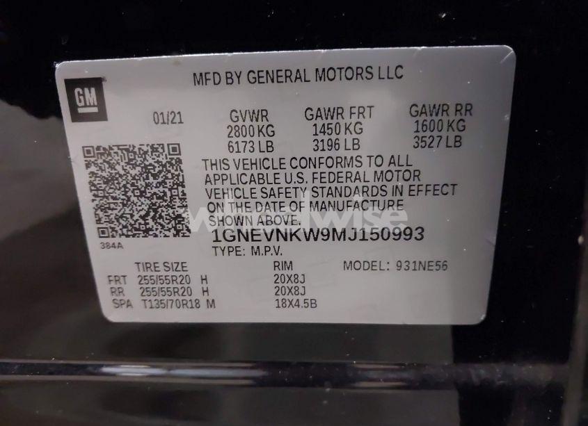 Photo 9 of 2021 Chevrolet Traverse AWD HIGH COUNTRY (VIN 1GNEVNKW9MJ150993)