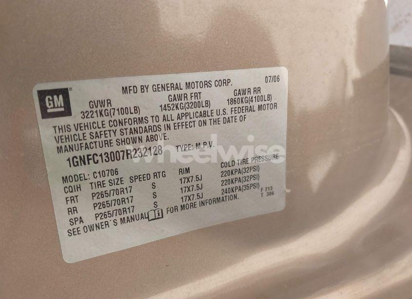 Photo 9 of 2007 Chevrolet Tahoe LS (VIN 1GNFC13007R232128)