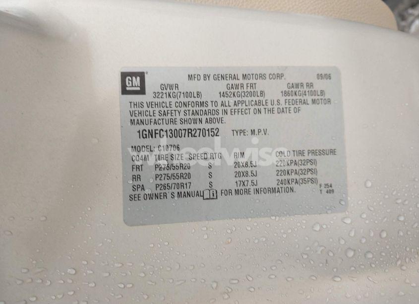Photo 9 of 2007 Chevrolet Tahoe LTZ (VIN 1GNFC13007R270152)
