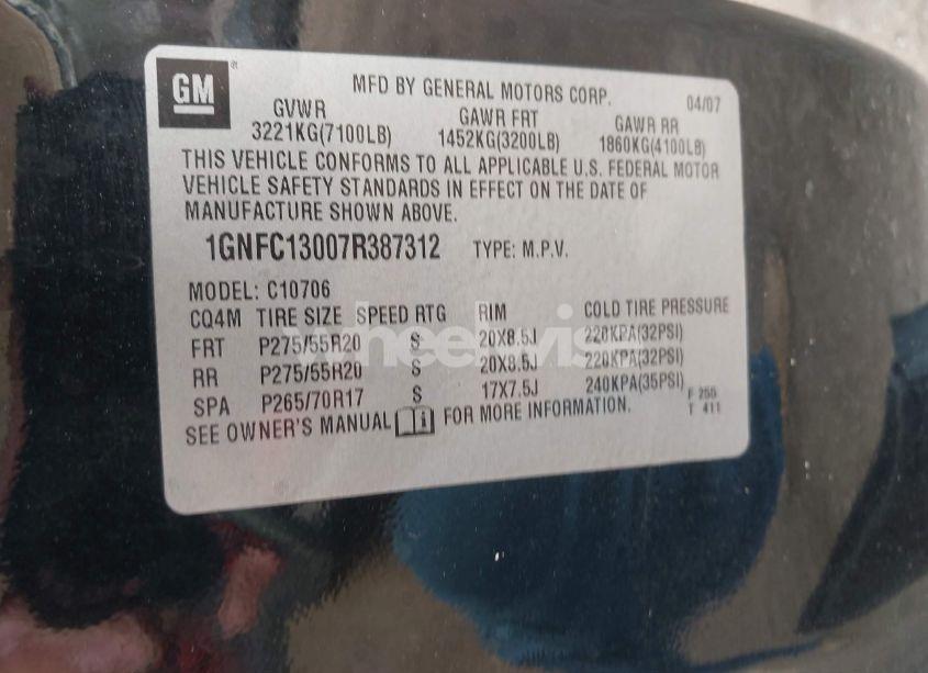 Photo 9 of 2007 Chevrolet Tahoe LTZ (VIN 1GNFC13007R387312)