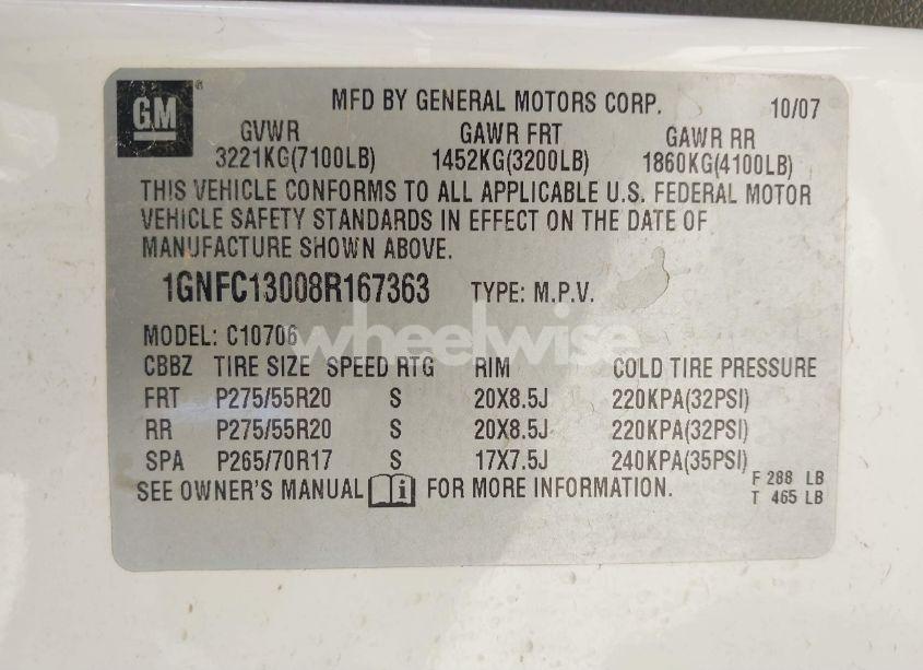 Photo 9 of 2008 Chevrolet Tahoe LTZ (VIN 1GNFC13008R167363)