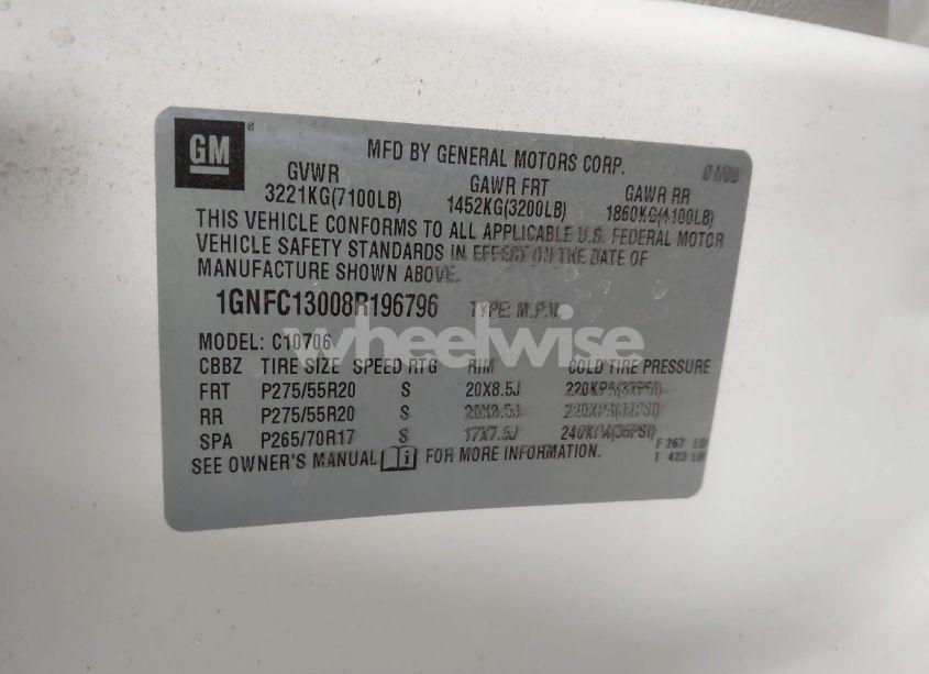 Photo 9 of 2008 Chevrolet Tahoe LTZ (VIN 1GNFC13008R196796)