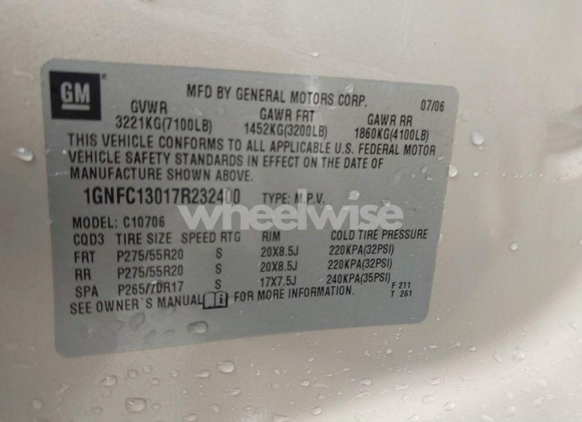 Photo 9 of 2007 Chevrolet Tahoe LTZ (VIN 1GNFC13017R232400)