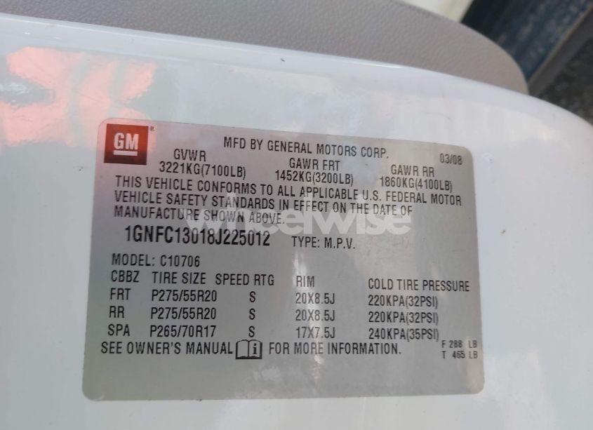 Photo 9 of 2008 Chevrolet Tahoe LTZ (VIN 1GNFC13018J225012)