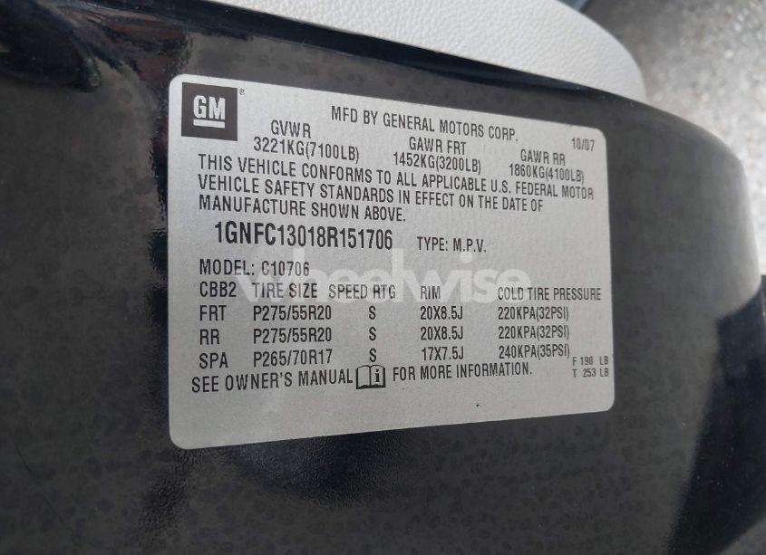 Photo 9 of 2008 Chevrolet Tahoe LTZ (VIN 1GNFC13018R151706)
