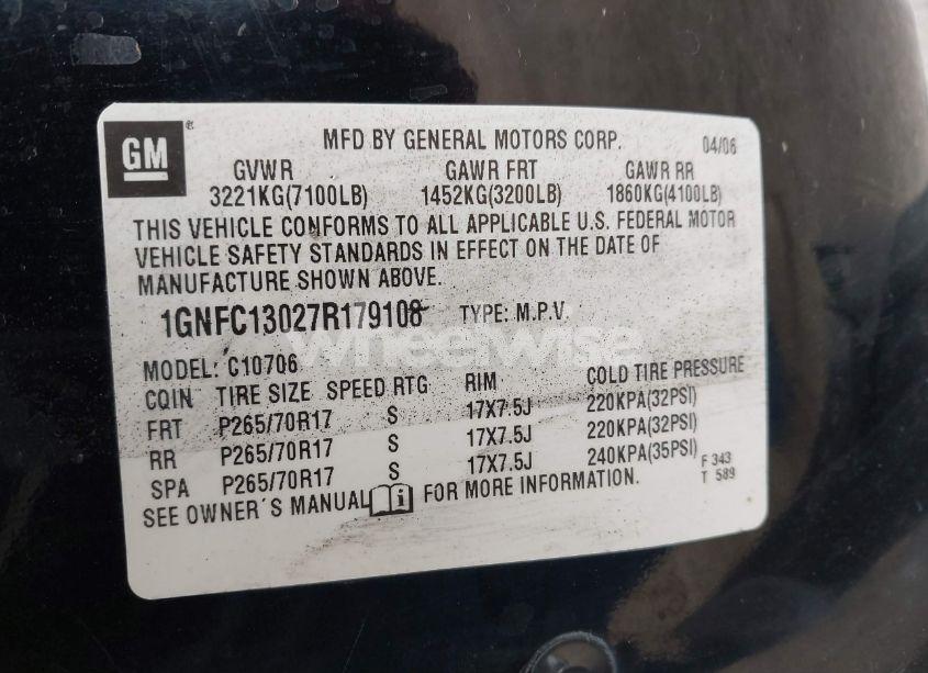 Photo 9 of 2007 Chevrolet Tahoe LT (VIN 1GNFC13027R179108)