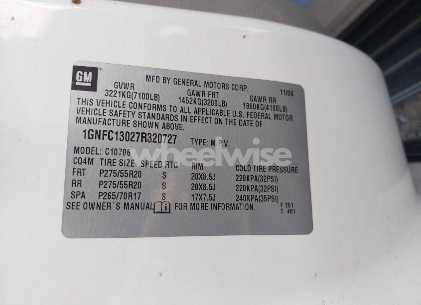 Photo 9 of 2007 Chevrolet Tahoe LTZ (VIN 1GNFC13027R320727)