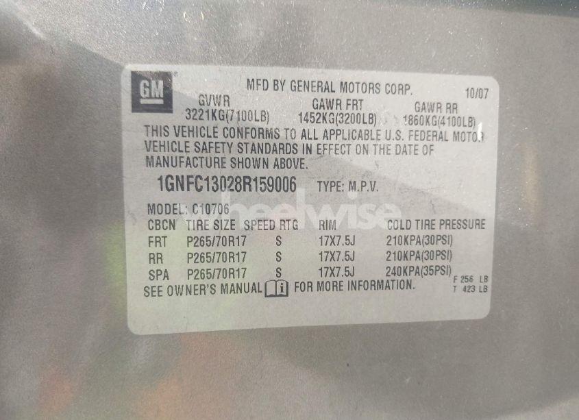 Photo 9 of 2008 Chevrolet Tahoe LT (VIN 1GNFC13028R159006)