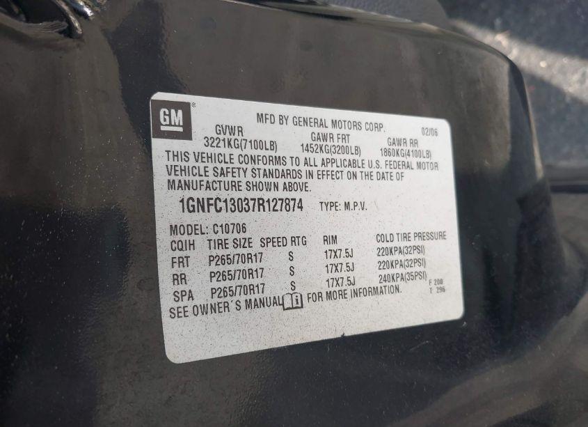 Photo 9 of 2007 Chevrolet Tahoe LS (VIN 1GNFC13037R127874)