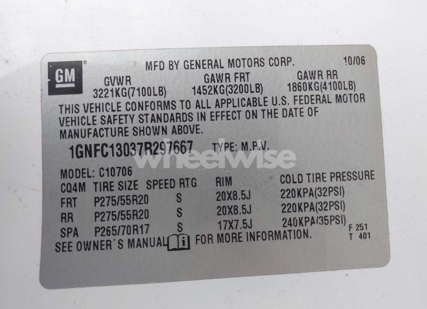 Photo 9 of 2007 Chevrolet Tahoe LTZ (VIN 1GNFC13037R297667)