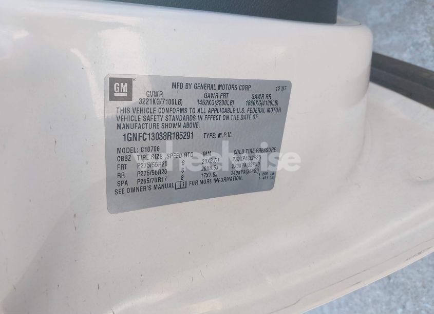 Photo 9 of 2008 Chevrolet Tahoe LTZ (VIN 1GNFC13038R185291)