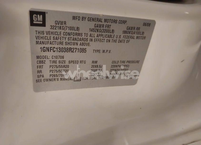 Photo 9 of 2008 Chevrolet Tahoe LTZ (VIN 1GNFC13038R271085)