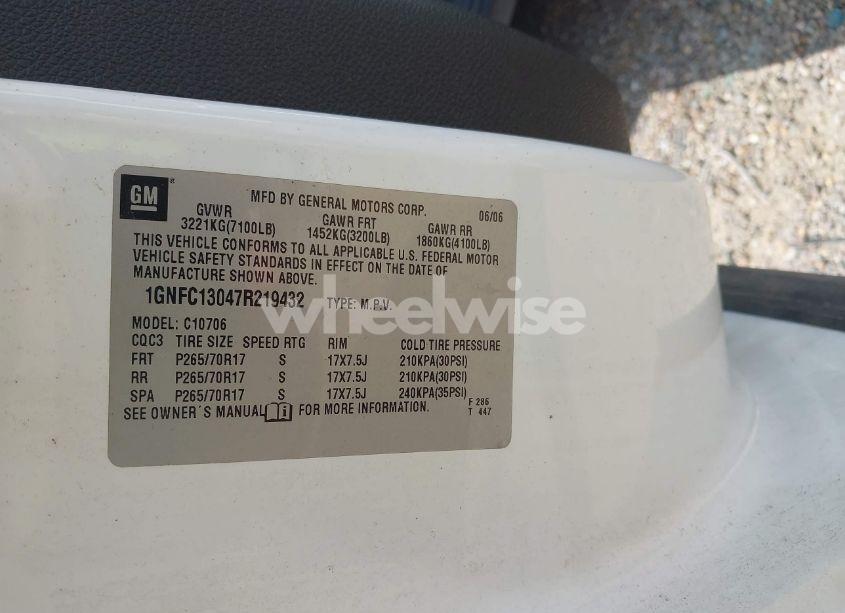 Photo 9 of 2007 Chevrolet Tahoe LT (VIN 1GNFC13047R219432)