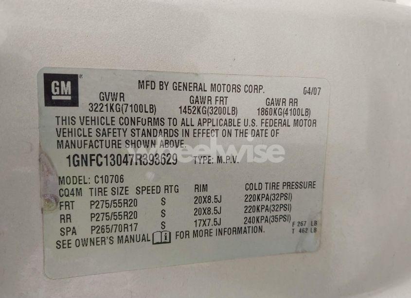 Photo 9 of 2007 Chevrolet Tahoe LTZ (VIN 1GNFC13047R393629)