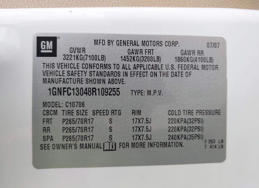 Photo 9 of 2008 Chevrolet Tahoe LT (VIN 1GNFC13048R109255)