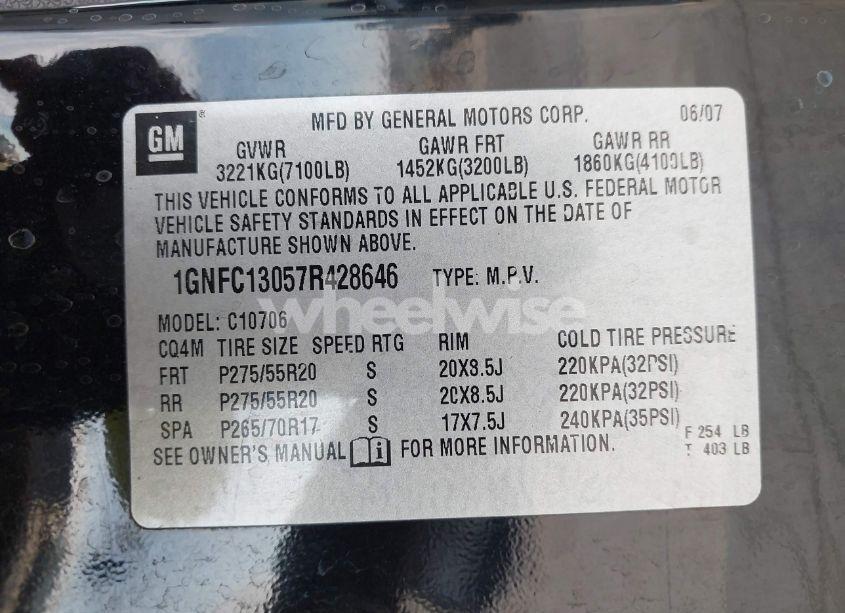 Photo 9 of 2007 Chevrolet Tahoe LTZ (VIN 1GNFC13057R428646)