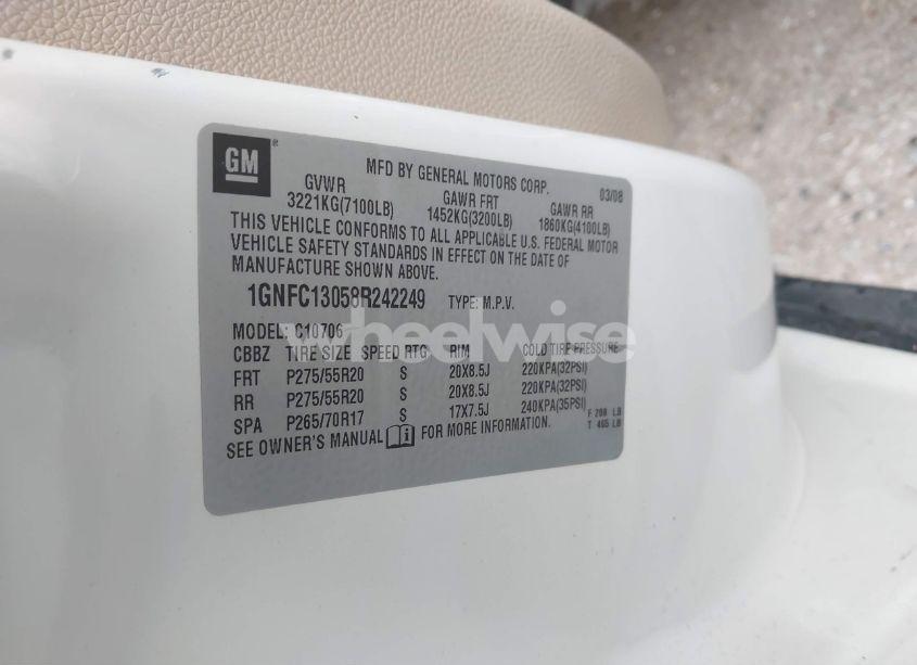 Photo 9 of 2008 Chevrolet Tahoe LTZ (VIN 1GNFC13058R242249)