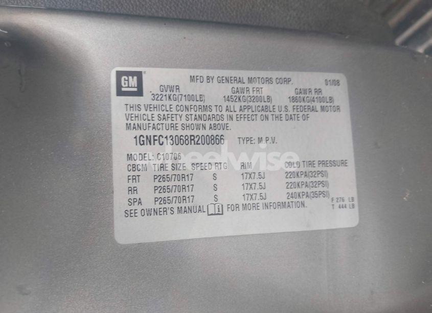 Photo 9 of 2008 Chevrolet Tahoe LT (VIN 1GNFC13068R200866)