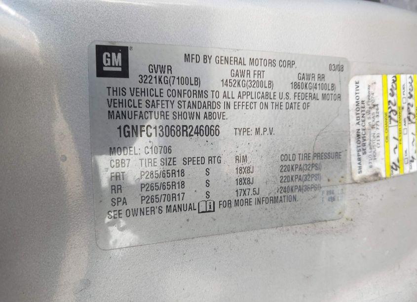 Photo 9 of 2008 Chevrolet Tahoe LT (VIN 1GNFC13068R246066)