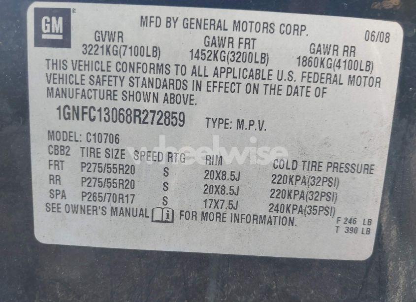 Photo 9 of 2008 Chevrolet Tahoe LT (VIN 1GNFC13068R272859)