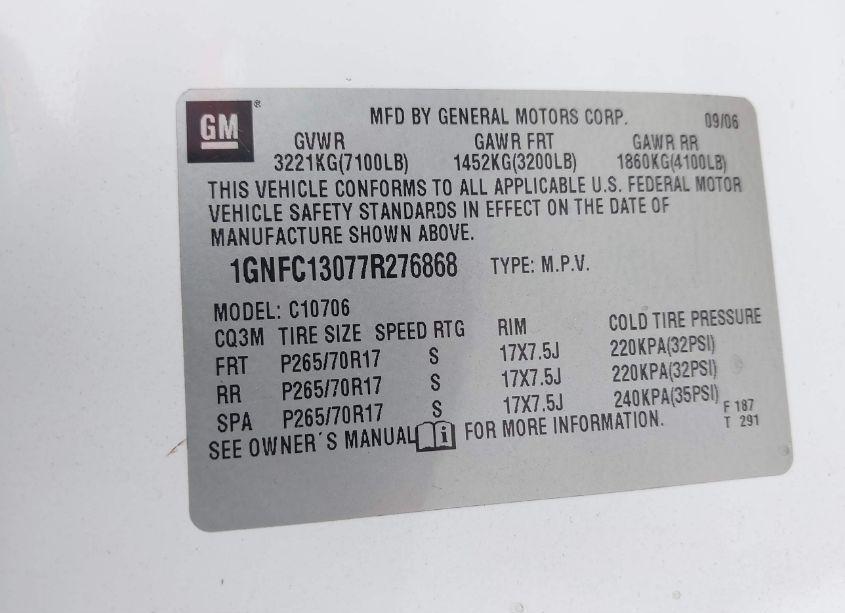Photo 9 of 2007 Chevrolet Tahoe LS (VIN 1GNFC13077R276868)