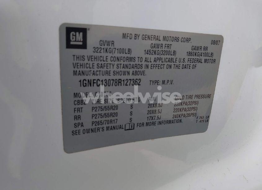 Photo 9 of 2008 Chevrolet Tahoe LTZ (VIN 1GNFC13078R127362)