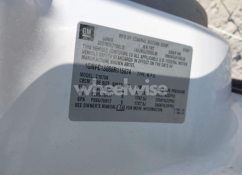 Photo 9 of 2008 Chevrolet Tahoe LT (VIN 1GNFC13088R115074)