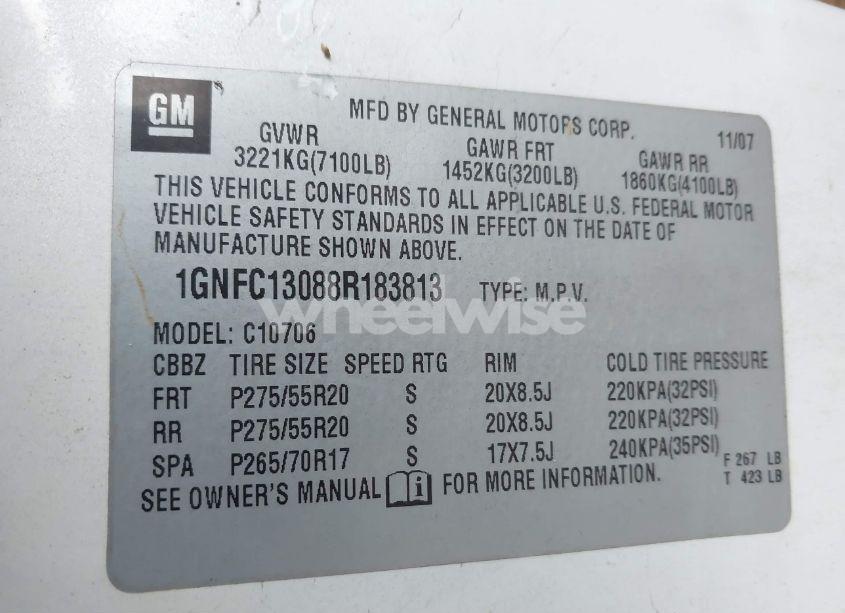 Photo 9 of 2008 Chevrolet Tahoe LTZ (VIN 1GNFC13088R183813)