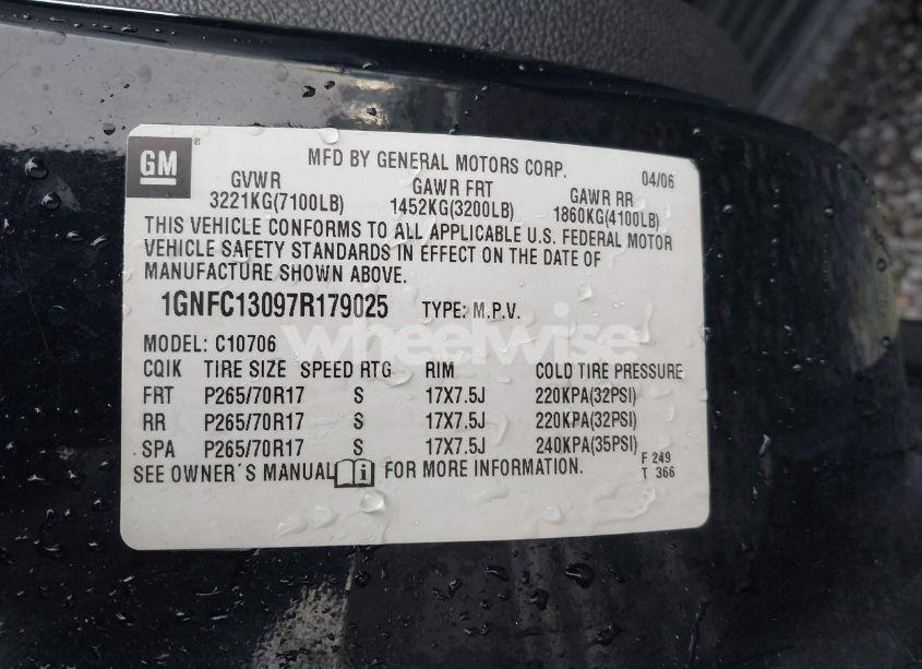 Photo 9 of 2007 Chevrolet Tahoe LT (VIN 1GNFC13097R179025)