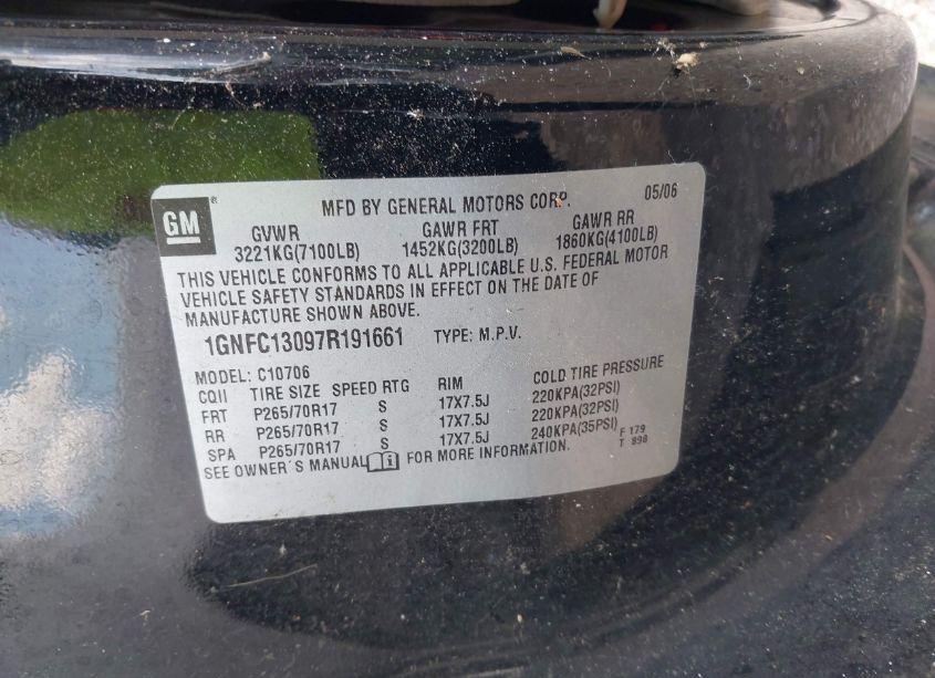 Photo 9 of 2007 Chevrolet Tahoe LS (VIN 1GNFC13097R191661)