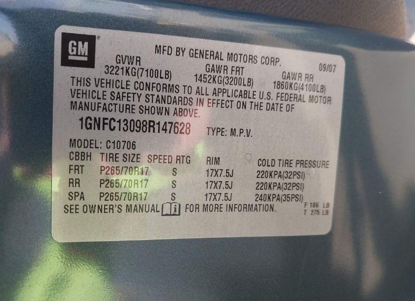 Photo 9 of 2008 Chevrolet Tahoe LS (VIN 1GNFC13098R147628)