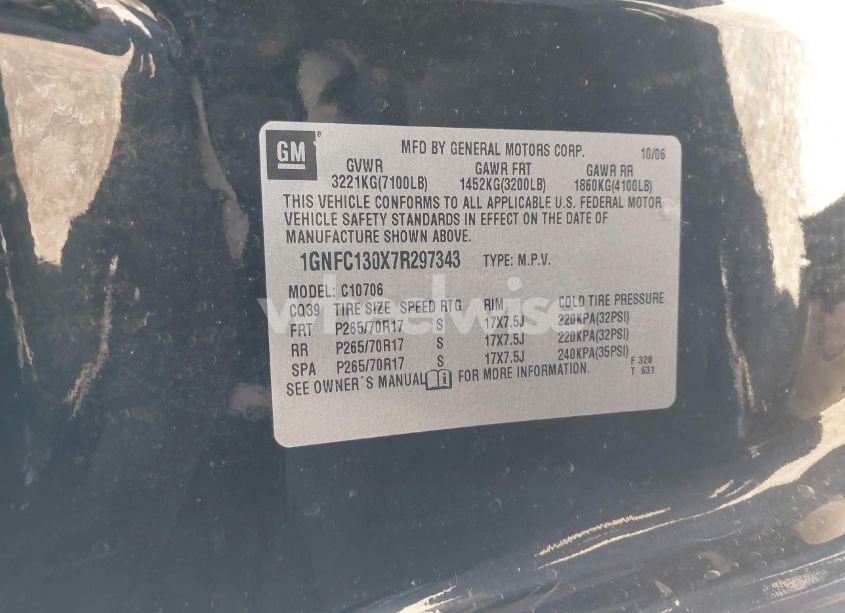 Photo 9 of 2007 Chevrolet Tahoe LT (VIN 1GNFC130X7R297343)
