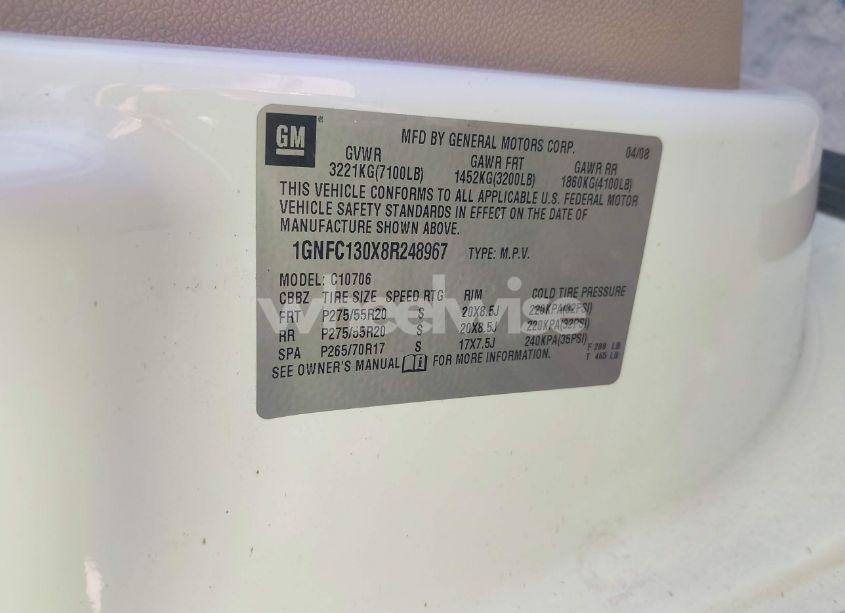 Photo 9 of 2008 Chevrolet Tahoe LTZ (VIN 1GNFC130X8R248967)