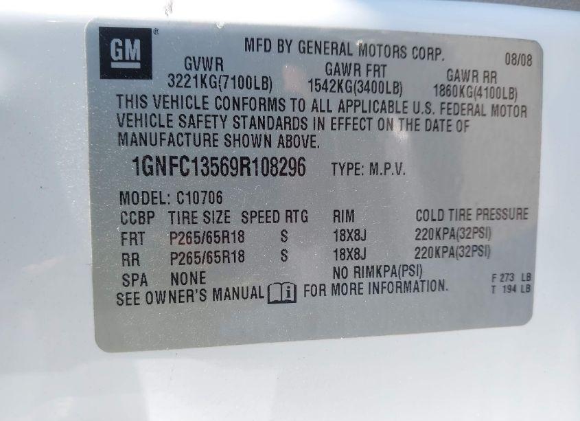 Photo 9 of 2009 Chevrolet Tahoe HYBRID (VIN 1GNFC13569R108296)