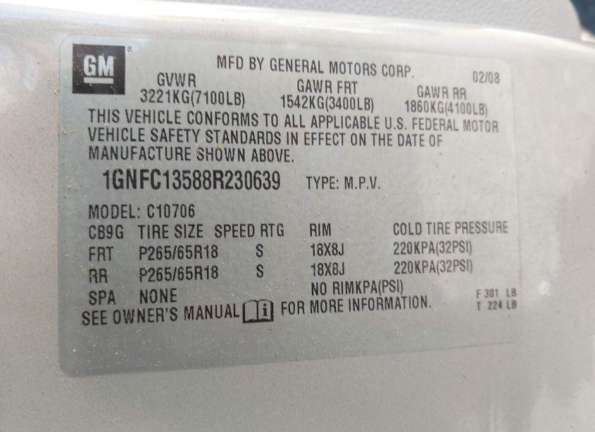 Photo 9 of 2008 Chevrolet Tahoe HYBRID (VIN 1GNFC13588R230639)