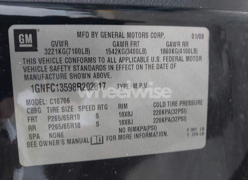 Photo 9 of 2008 Chevrolet Tahoe HYBRID (VIN 1GNFC13598R202817)