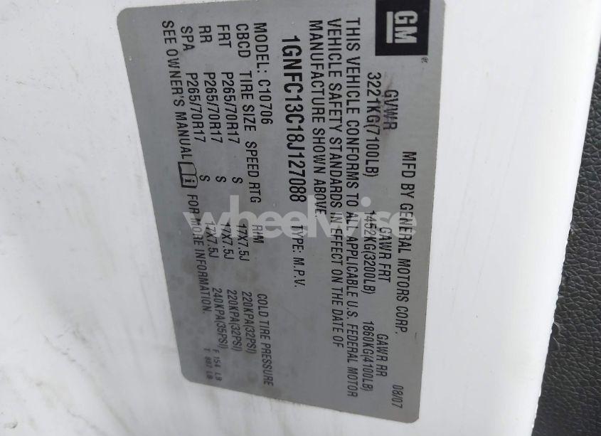 Photo 9 of 2008 Chevrolet Tahoe LS (VIN 1GNFC13C18J127088)