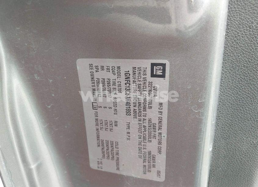 Photo 9 of 2007 Chevrolet Tahoe LS (VIN 1GNFC13C57R401893)