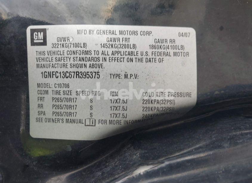 Photo 9 of 2007 Chevrolet Tahoe LS (VIN 1GNFC13C67R395375)