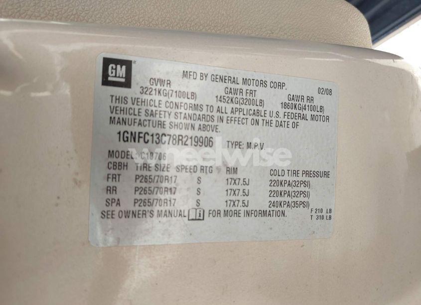 Photo 9 of 2008 Chevrolet Tahoe LS (VIN 1GNFC13C78R219906)