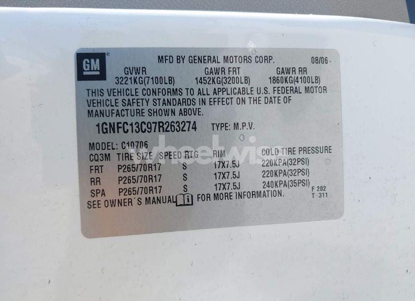 Photo 9 of 2007 Chevrolet Tahoe LS (VIN 1GNFC13C97R263274)