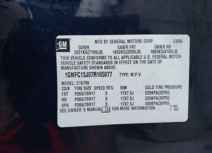 Photo 9 of 2007 Chevrolet Tahoe LT (VIN 1GNFC13J07R165877)